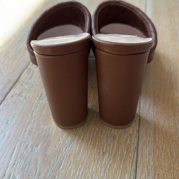 Wild Diva Quilted Square Toe Block Mule Sandals Brown Size 9 - Picture 3 of 7